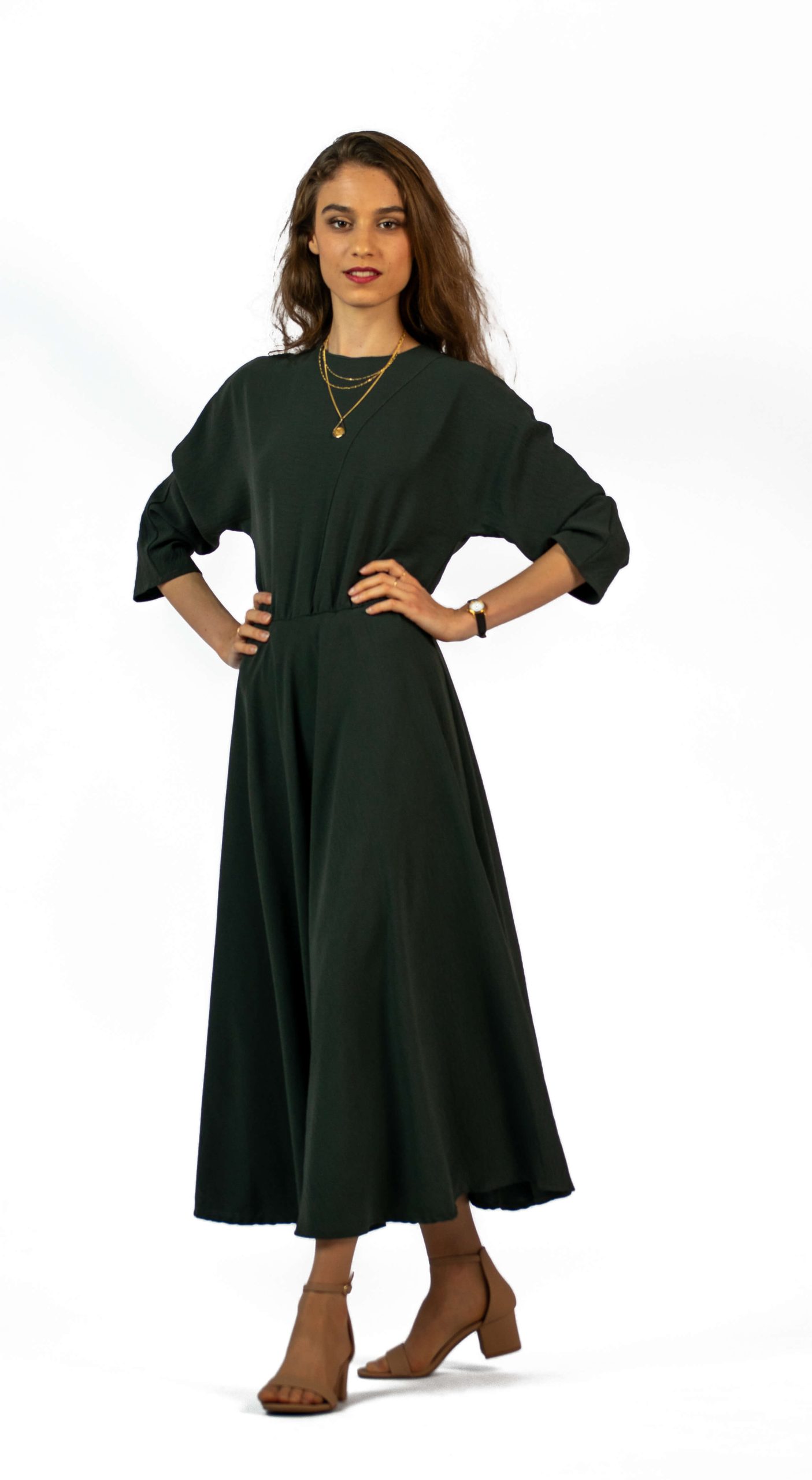 שמלת ניקי רייצל ירוק בקבוק-Edit