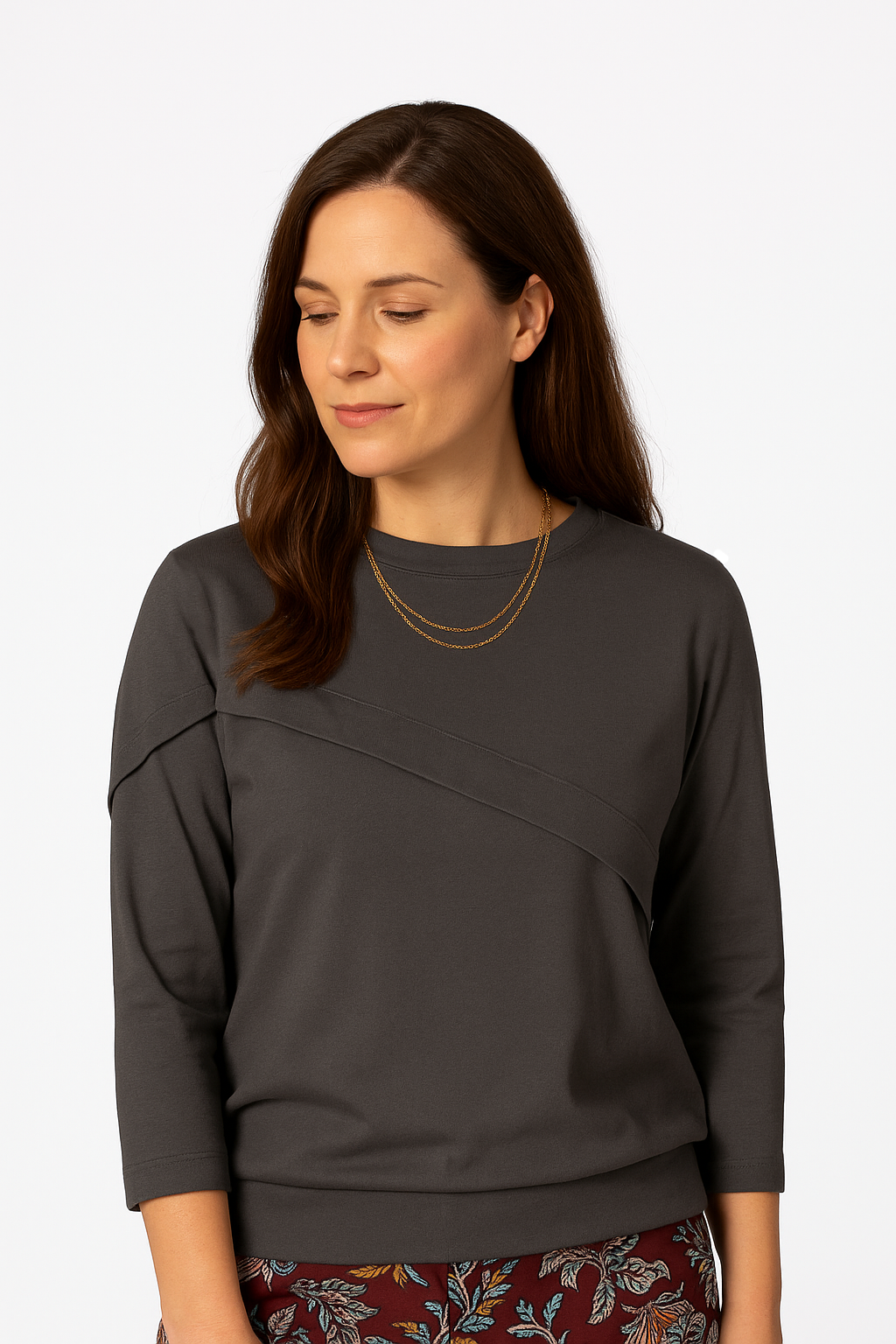 חולצה נינה א-סימטרית צבע פלדה 4